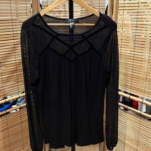 August Silk Elegant Black Sheer Blouse